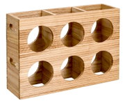 Weinregal aus Holz für 6 Flaschen, seitliche Perspektive