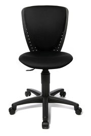 Schwarzer Kinder- und Jugendstuhl mit Netzrückenlehne und Rollen, Frontalansicht