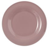 Runder Brotteller in Rosa mit geriffeltem Rand, Draufsicht