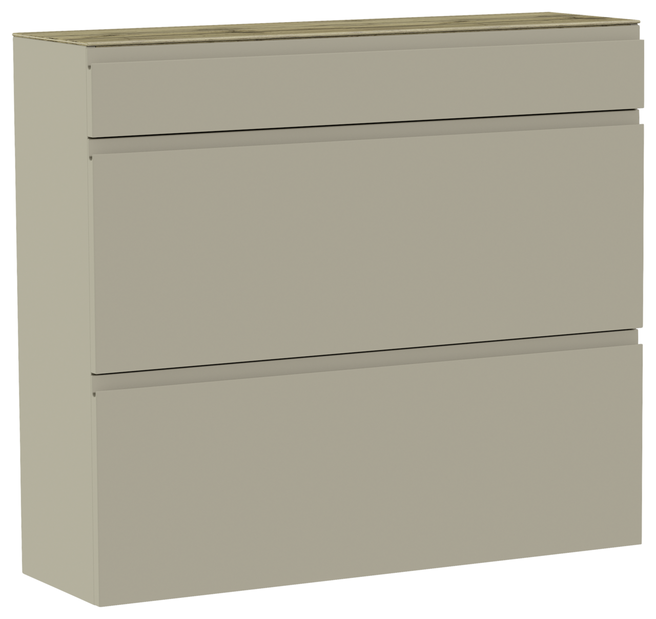 Moderano Hangende schoenenkast LECCO Hängeschuhschrank in Beige mit drei Fächern, seitliche Perspektive