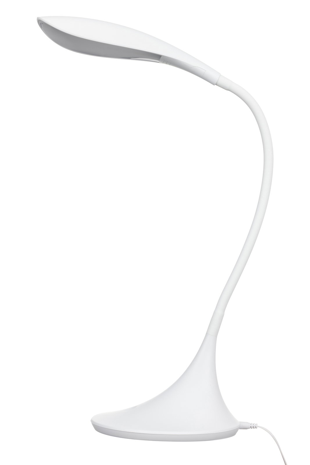 Moderne weiße Schreibtischleuchte mit flexiblem Hals, seitliche Ansicht