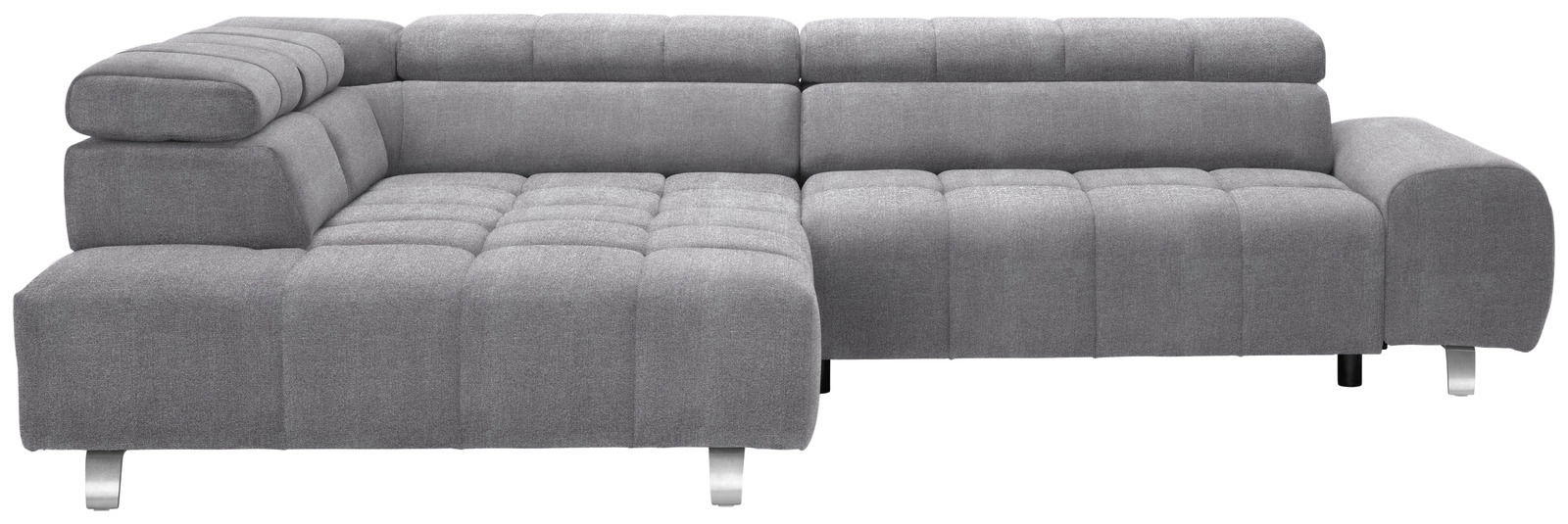 Graues Ecksofa mit Ottomane links, Vorderansicht