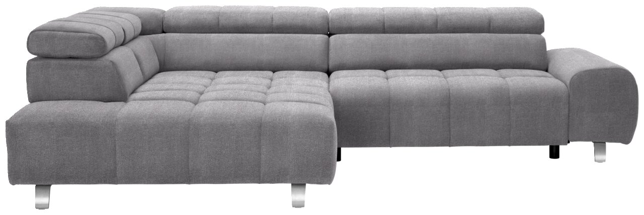 Graues Ecksofa mit Ottomane links, Vorderansicht