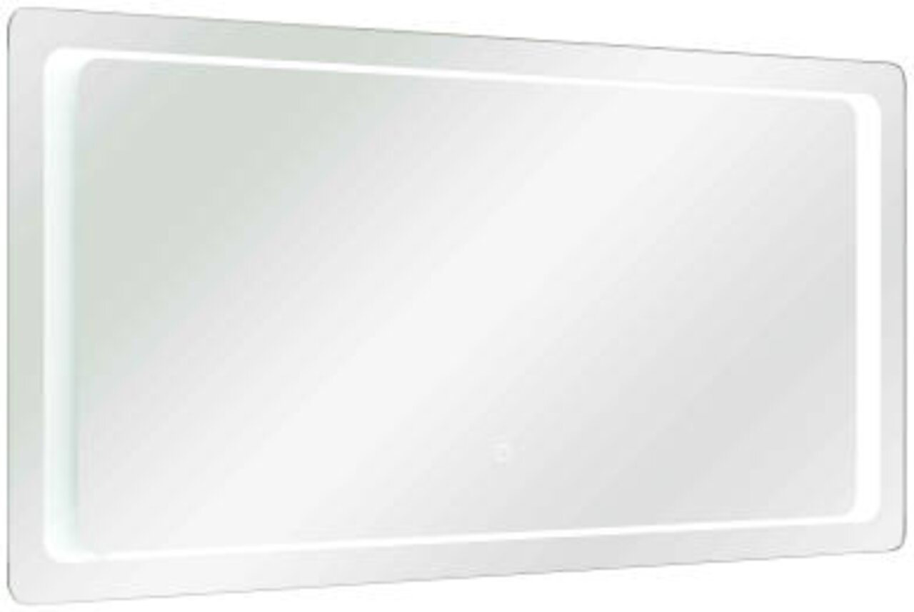 XORA LED-Spiegel Rechteckiger LED-Spiegel mit beleuchtetem Rahmen, seitliche Perspektive