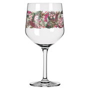 Weinglas mit floralem Muster in Seitenansicht
