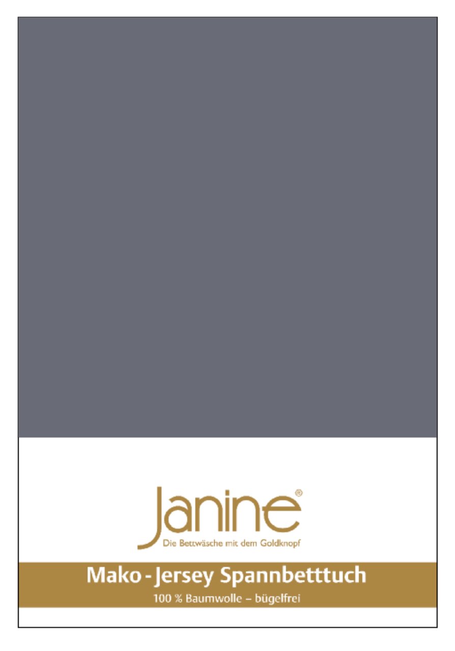 Janine Spannbetttuch JERSEY Graues Jersey-Spannbetttuch von Janine, 100x200cm, aus 100% Baumwolle, bügelfrei, Vorderansicht