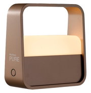 Moderne Tischleuchte PURE Go in seitlicher Perspektive mit rechteckigem Rahmen und integriertem Leuchtelement.