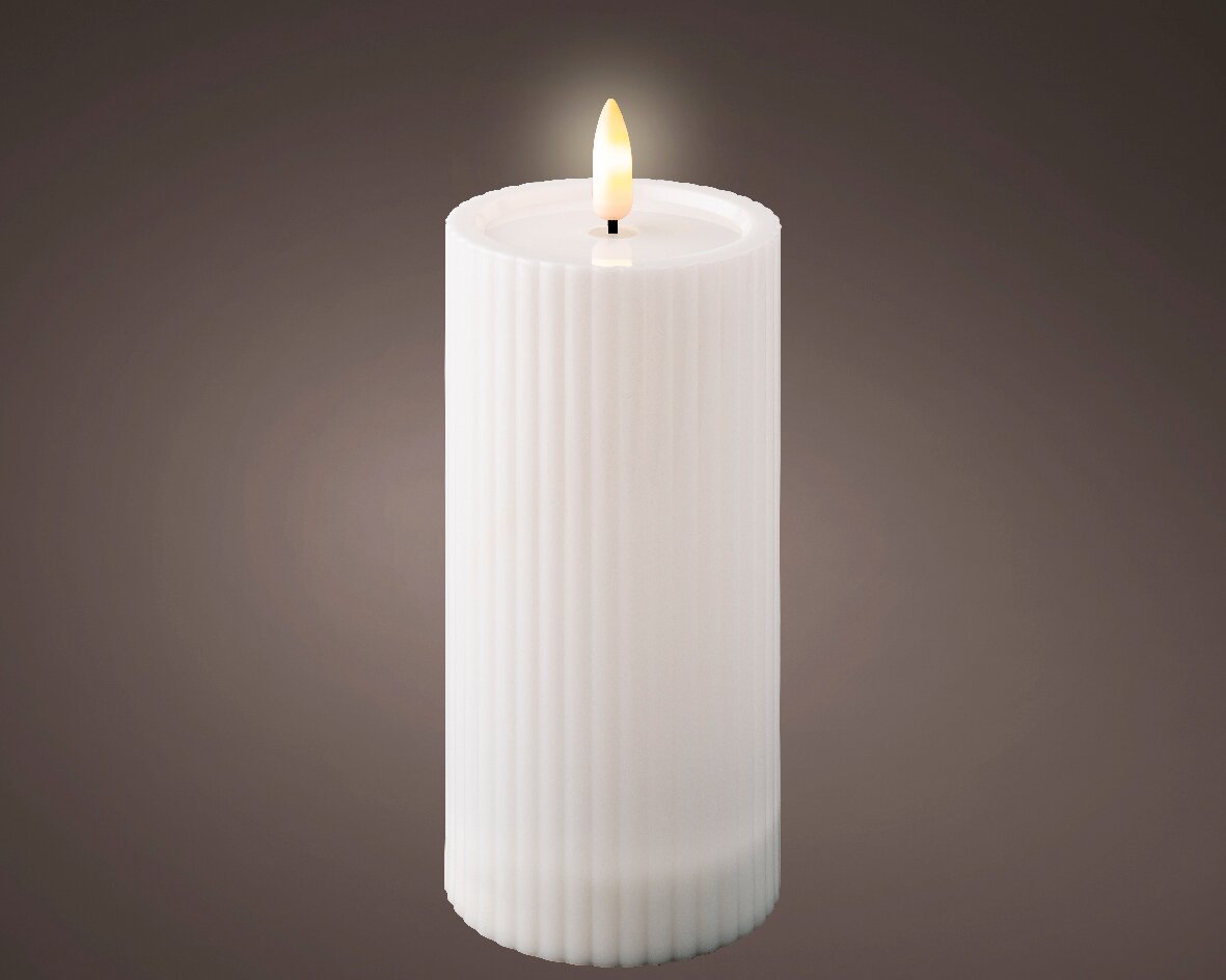 Decoris Solar LED-Kerze 15m Weiße Solar Kerze mit flackernder Flamme, seitliche Perspektive