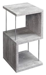 Modernes Standregal der Serie RIFF in Betonoptik, perspektivisch von vorne links gesehen.