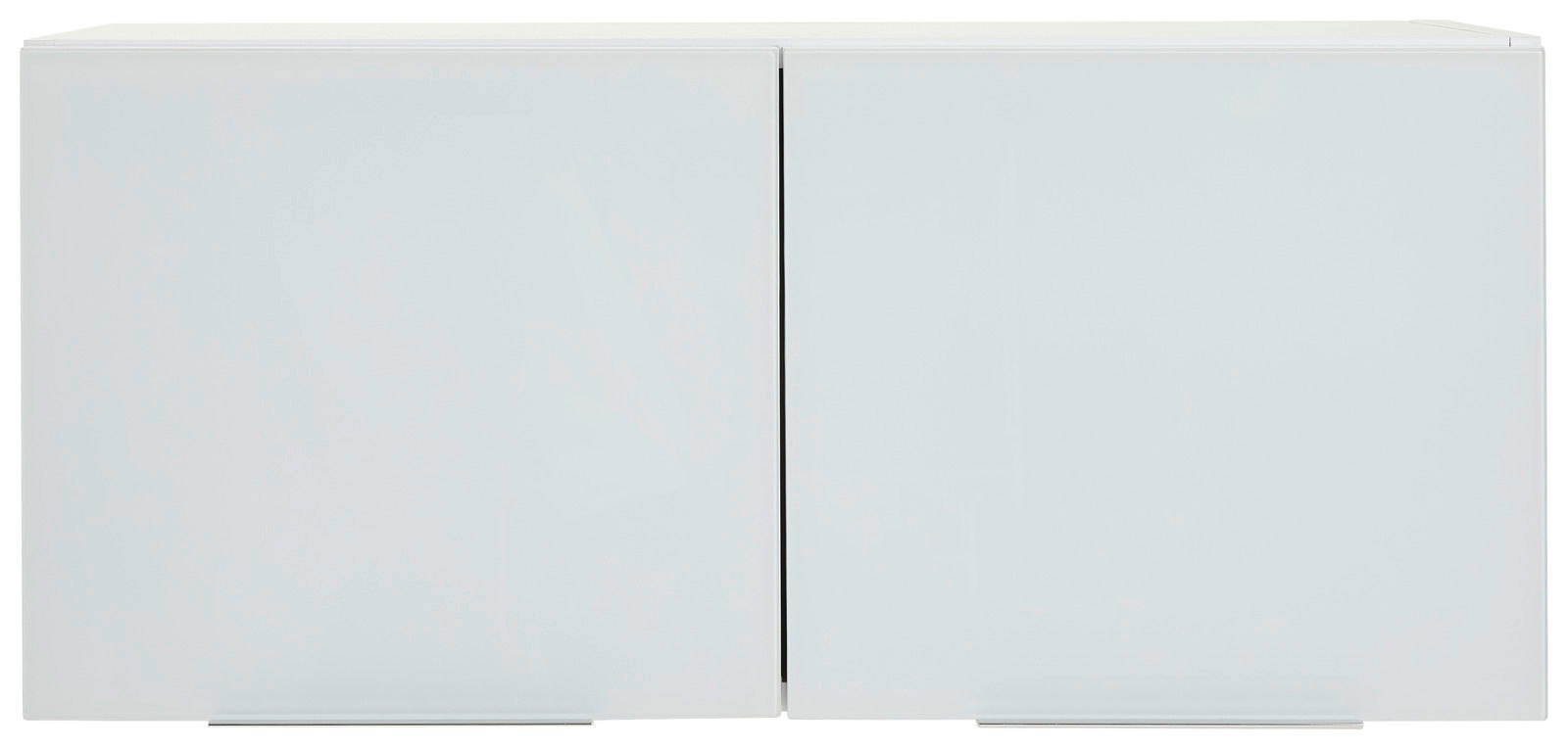 Weißer Aufsatzschrank mit zwei Türen, frontale Ansicht