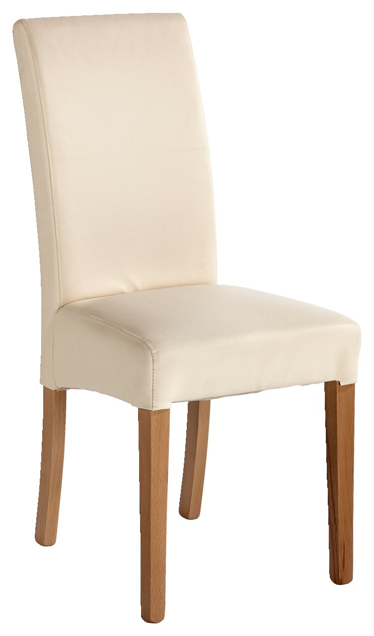 Z2 Stoel PROMO Moderne crèmekleurige stoel met houten poten, zijaanzicht