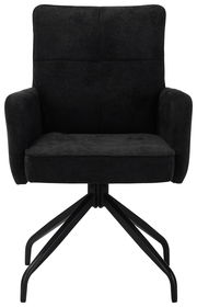 Schwarzer Schwingstuhl mit Armlehnen und Metallgestell, Frontalansicht