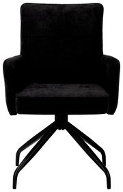 Schwarzer Schwingstuhl mit Armlehnen und Metallgestell, Frontalansicht