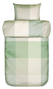 Bettwäsche-Set in sanften Grüntönen mit Karomuster, Draufsicht
