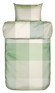 Bettwäsche-Set in sanften Grüntönen mit Karomuster, Draufsicht
