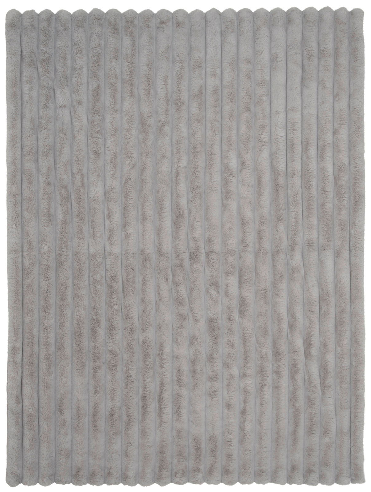 Graue Felldecke mit gestreiftem Muster, Draufsicht