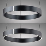 Moderne, schwarze Pendelleuchte PURE E-Clipse in Ringform, von unten betrachtet, mit elegantem, minimalistischem Design.