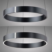 Moderne, schwarze Pendelleuchte PURE E-Clipse in Ringform, von unten betrachtet, mit elegantem, minimalistischem Design.