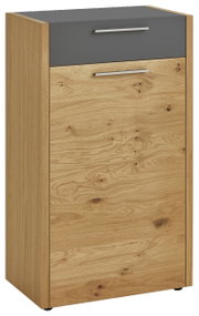Kommode aus Holz mit einer Schublade in grauer Farbe, Frontansicht