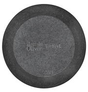 Ansicht von oben auf einen grauen Mörser mit der Aufschrift 'Jamie Oliver Tefal'.