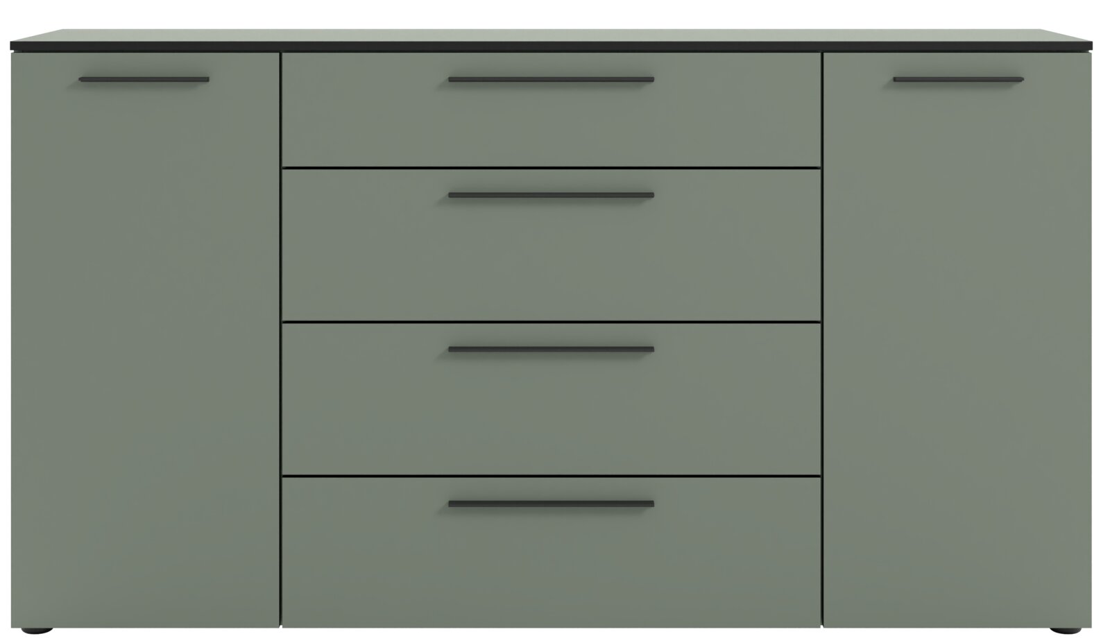 Frontansicht eines XL-Sideboards mit zwei Türen und drei Schubladen in modernem Design.