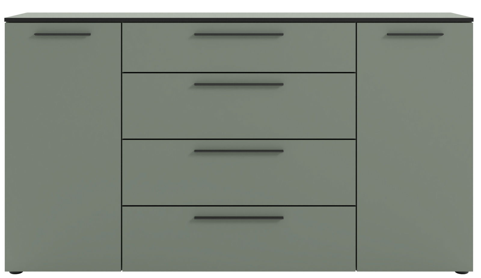 Frontansicht eines XL-Sideboards mit zwei Türen und drei Schubladen in modernem Design.