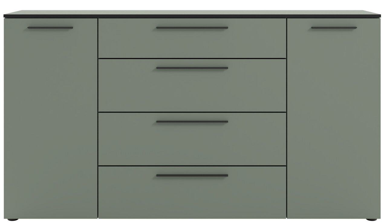 Frontansicht eines XL-Sideboards mit zwei Türen und drei Schubladen in modernem Design.