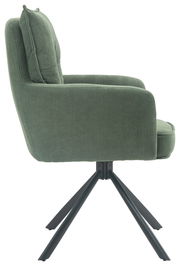 Grüner Sessel aus Cordstoff mit schwarzem Metallgestell, Seitenansicht