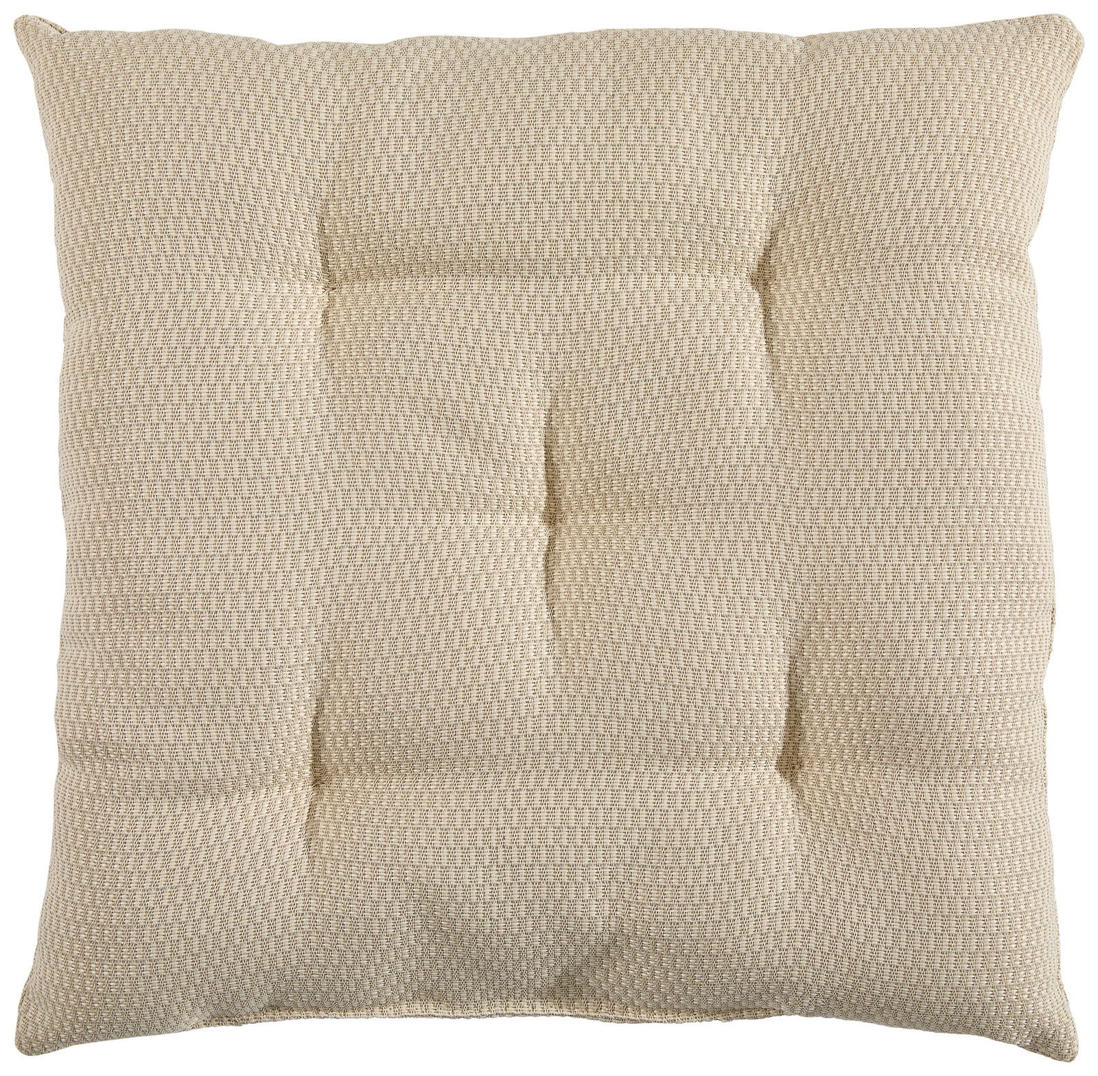Beige Sitzkissen aus Stoff mit quadratischer Steppung, Draufsicht