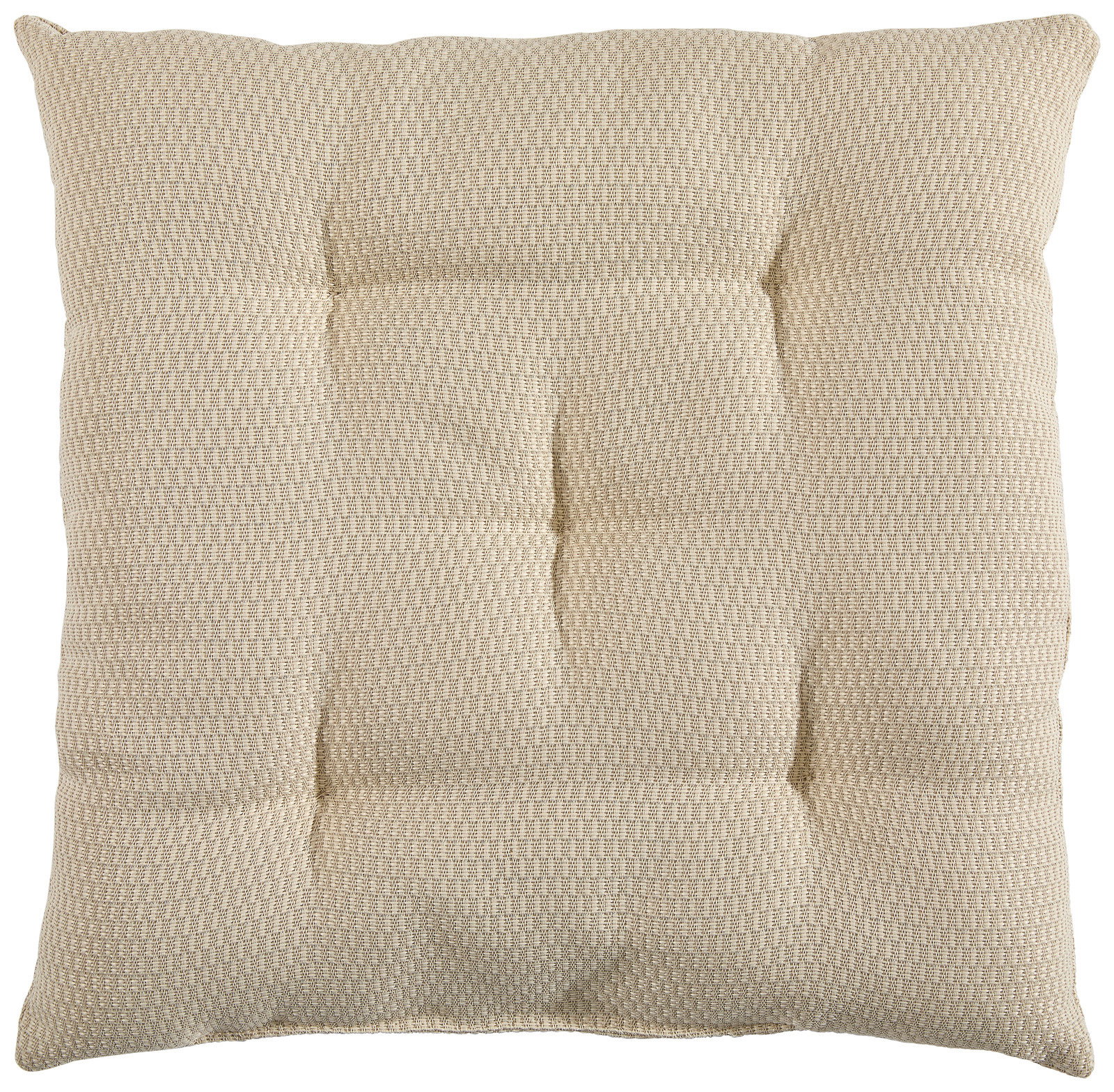 Beige Sitzkissen aus Stoff mit quadratischer Steppung, Draufsicht