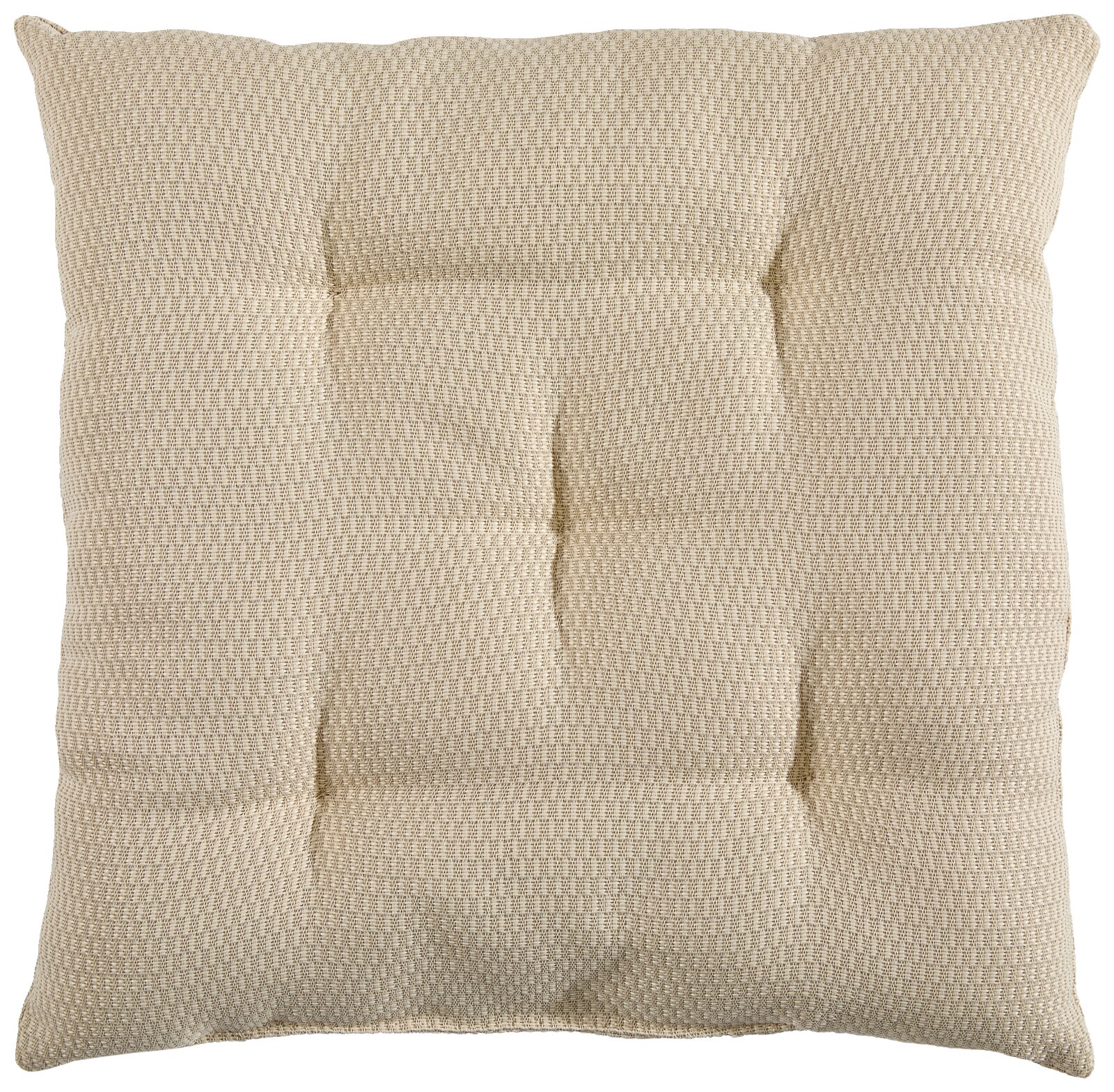 Beige stoffen zitkussen met vierkant stiksel, bovenaanzicht