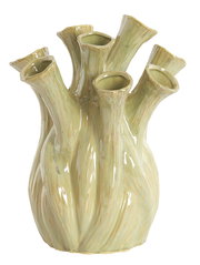 Keramikvase mit mehreren Röhren in organischer Form, seitliche Perspektive