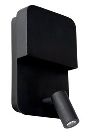 Schwarze Wand- oder Bettleuchte Lucide BOXER mit modernem, rechteckigem Design und verstellbarem Spot, seitliche Perspektive