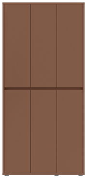 Vorderansicht eines braunen XXL-Schuh- und Mehrzweckschranks mit sechs Türen.