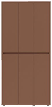 Vorderansicht eines braunen XXL-Schuh- und Mehrzweckschranks mit sechs Türen.