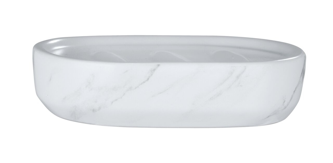 Keramik Seifenablage Adrada in Marmoroptik, seitliche Perspektive