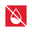 Symbol eines durchgestrichenen Wassertropfens auf rotem Hintergrund, Vorderansicht
