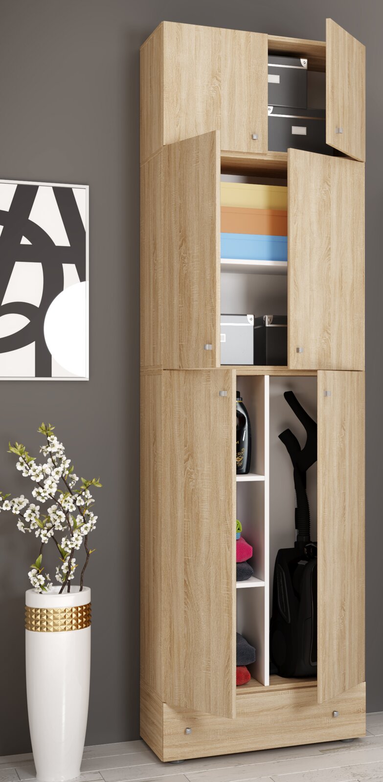 VCM Putzschrank LONA | Eiche sägerau/sonoma | 5