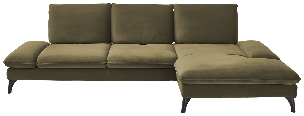 Moderano Longchairkombination ORLANDO Grüne Longchairkombination mit drei Rückenkissen und einer rechten Chaiselongue, Vorderansicht