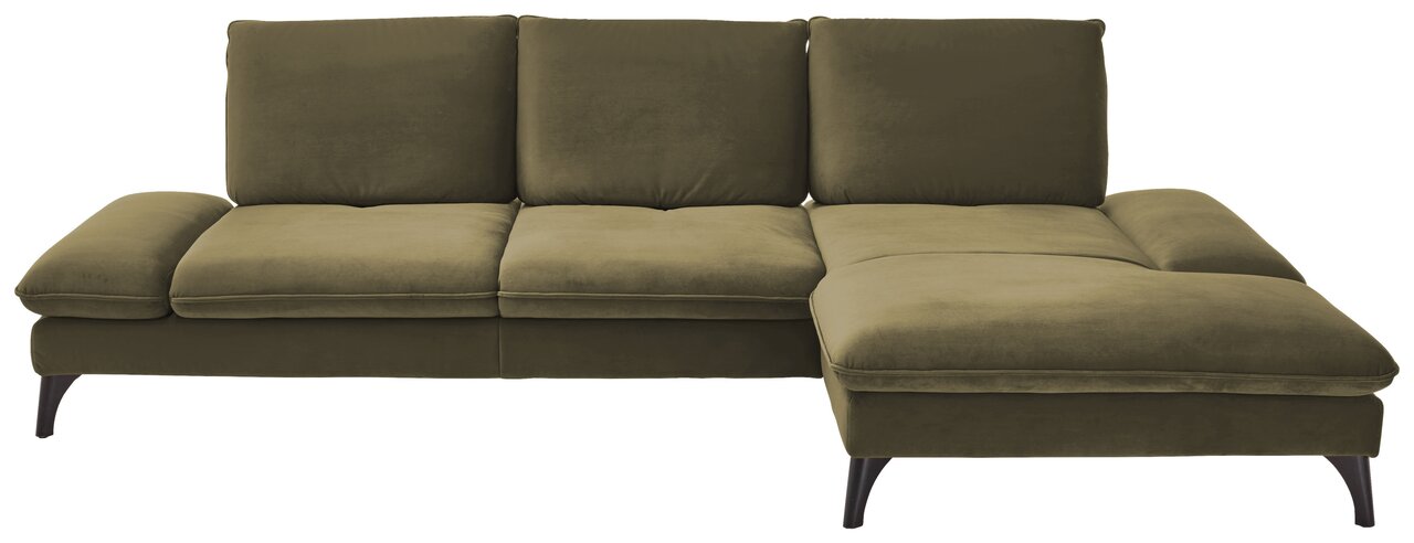 Moderano Longchairkombination ORLANDO Grüne Longchairkombination mit drei Rückenkissen und einer rechten Chaiselongue, Vorderansicht