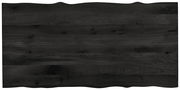 Draufsicht auf eine rechteckige, dunkle Tischplatte mit natürlicher Holzmaserung, 180x90 cm
