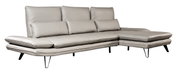 Graues Ledersofa mit Longchair, seitliche Perspektive