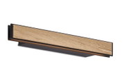 Langer Möbelgriff mit Front aus naturfarbenem Holz und schwarzem Metallrahmen, freigestellt in schräger Vorderansicht