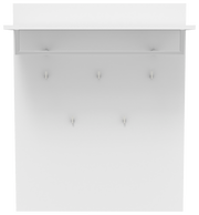 Weiße Wandgarderobe mit Ablage und mehreren Haken, Frontansicht