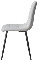 Moderner grauer Stuhl mit schwarzem Metallgestell, Seitenansicht