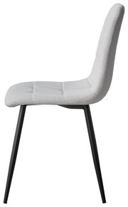 Moderner grauer Stuhl mit schwarzem Metallgestell, Seitenansicht