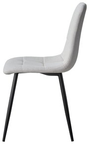 Moderner grauer Stuhl mit schwarzem Metallgestell, Seitenansicht