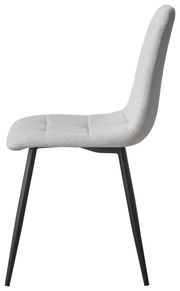 Moderner grauer Stuhl mit schwarzem Metallgestell, Seitenansicht