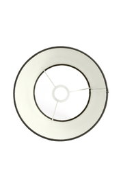 Ronde lampenkap gezien van bovenaf, met een witte binnenkant en een donkere rand.