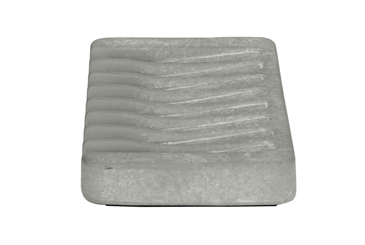 Keramik Seifenablage Londa in rechteckiger Form mit wellenförmiger Oberfläche, Ansicht von oben.